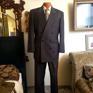 Yves Saint Laurent vintage brown pinstripe double breasted suit 44R